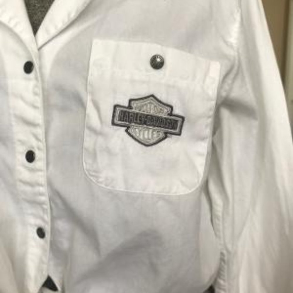 Auth HARLEY DAVIVDSON Button Snap Crop Shirt